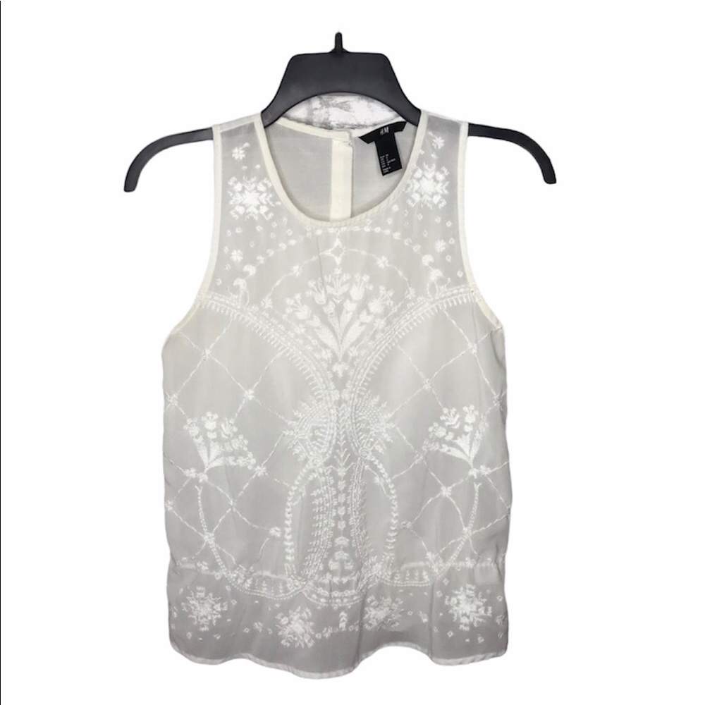 🌻H&M white crocheted boho tank top